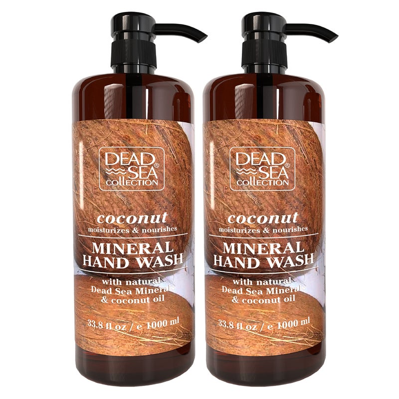 Dead Sea Collection Hand Soap Pump Coconut - Hand Wash Liquid with Dead Sea Minerals and Coconut Oil - All Skin Types Moisturizing & Nourishing - Pack of 2 (33.8 Fl Oz Each) - 67.6 Fl Oz - Image 1