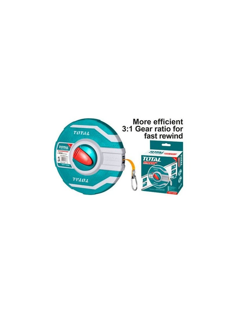 TOTAL Fibre Galss Measuring Tape, 30mx12.5mm Gear Ratio For Fast Rewind  - Image 1