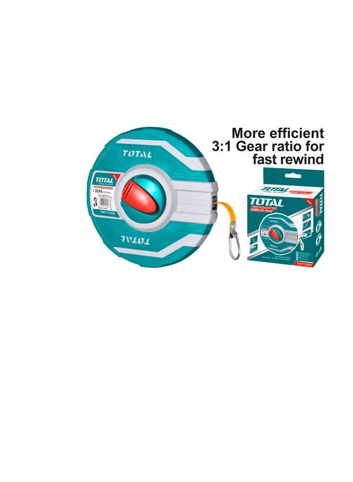 TOTAL Fibre Galss Measuring Tape, 30mx12.5mm Gear Ratio For Fast Rewind  - Image 3