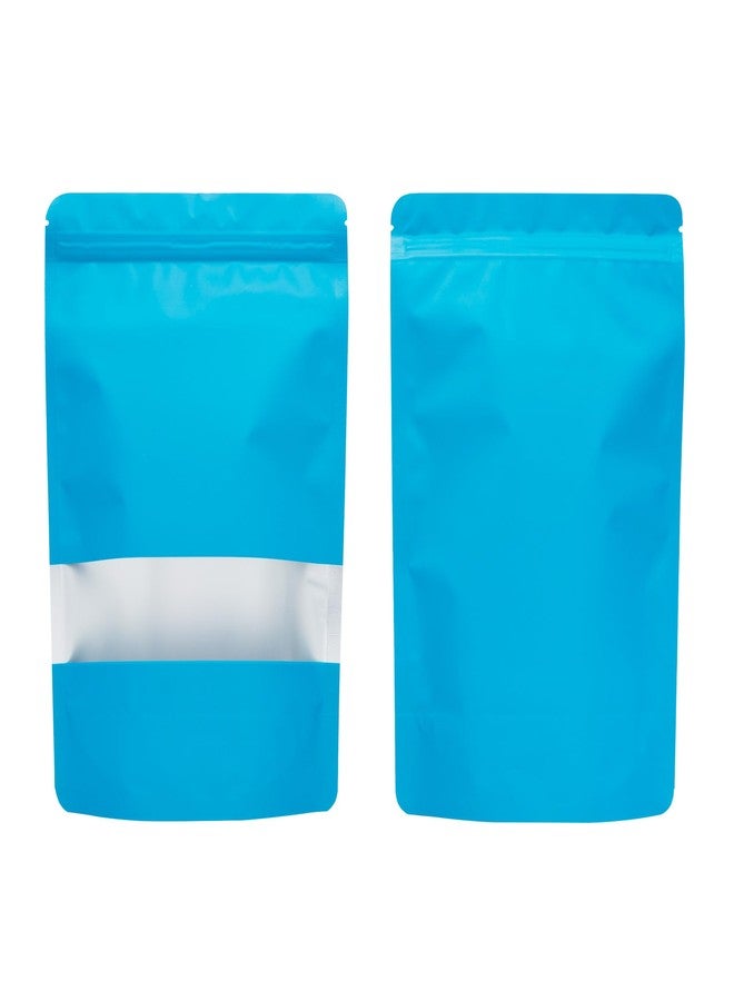 QQ Studio 100 Matte Metallic Color with Frosted Window Display Stand-Up Resealable Bags (Matte Blue 2, 6.3" x 9.4") - Image 1