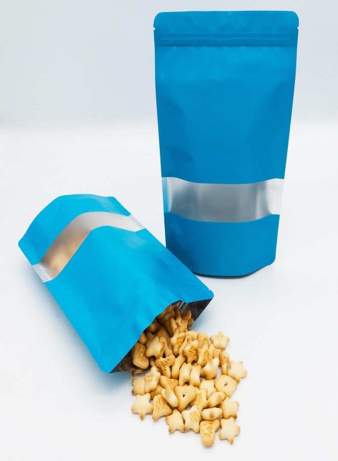 QQ Studio 100 Matte Metallic Color with Frosted Window Display Stand-Up Resealable Bags (Matte Blue 2, 6.3" x 9.4") - Image 2