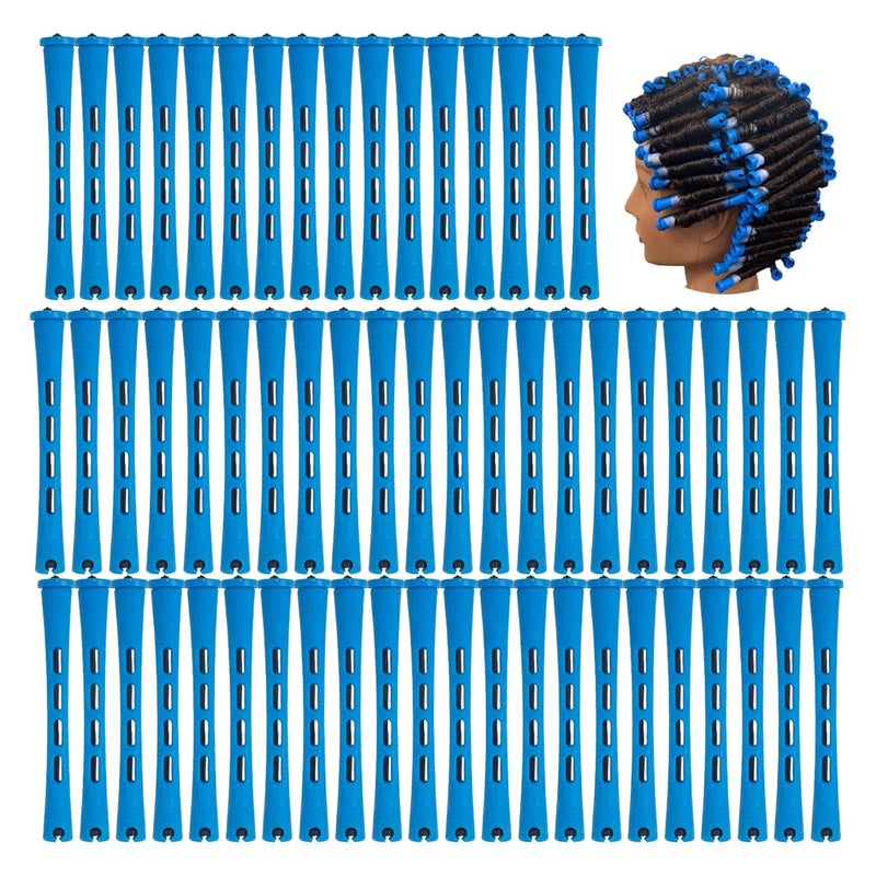 Perm Rods60 pcs Small Size Hair Rollers for Natural Hair Long Short Hair Styling Tool Hair Curlers 035 inch Blue Color