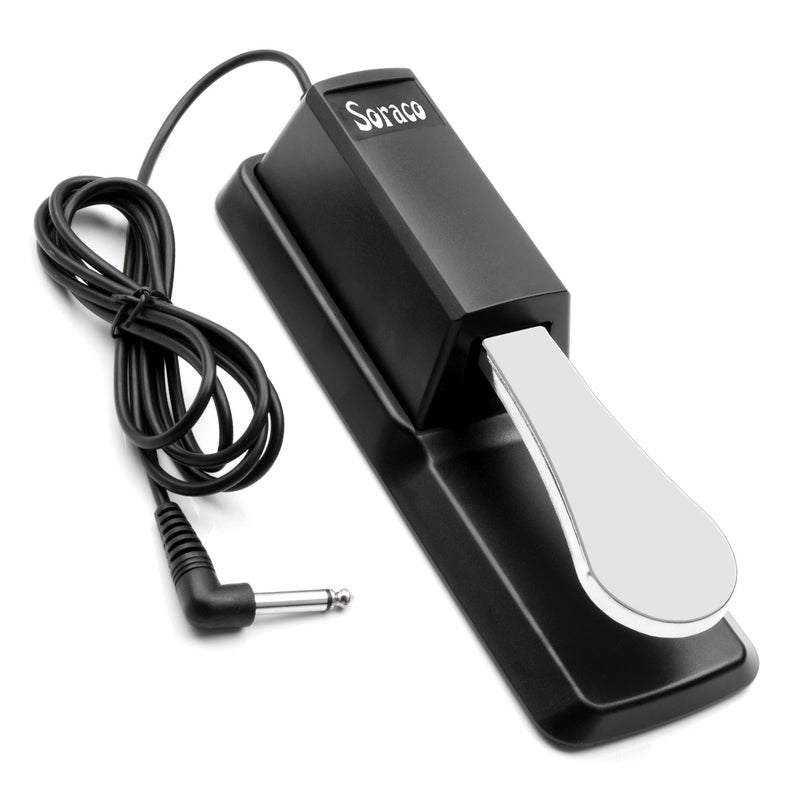 Soraco Sustain Pedal Universal for Yamaha Casio Roland Korg Behringer Moog Piano Midi Electronic keyboards Style with Polarity Switch, 1/4'' Input Plug - Image 1