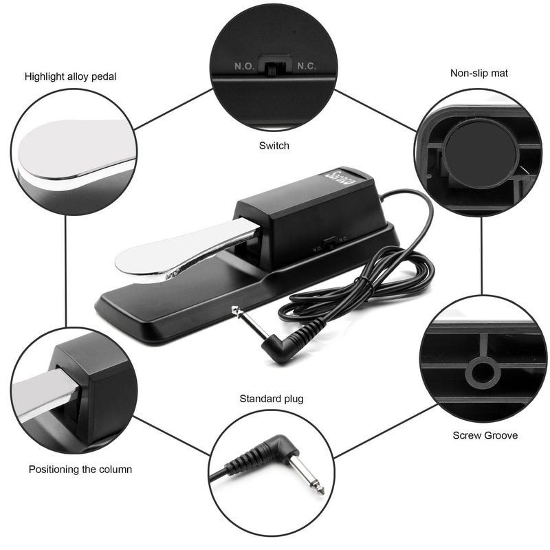 Soraco Sustain Pedal Universal for Yamaha Casio Roland Korg Behringer Moog Piano Midi Electronic keyboards Style with Polarity Switch, 1/4'' Input Plug - Image 5
