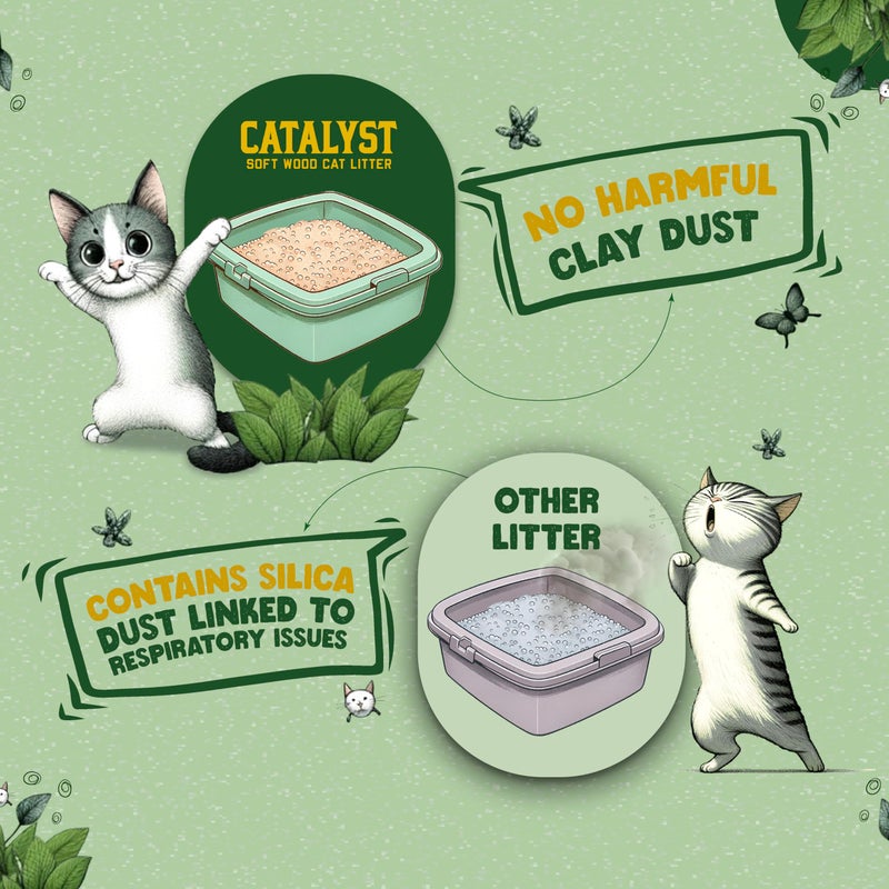 Catalyst Natural Soft Wood Cat Litter (2 Pack, 10lb Bags) - Superior Odor Control, Strong Clumping, Low Dust, and Biodegradable (10lb, Set of 2, Multi Cat) - Image 4