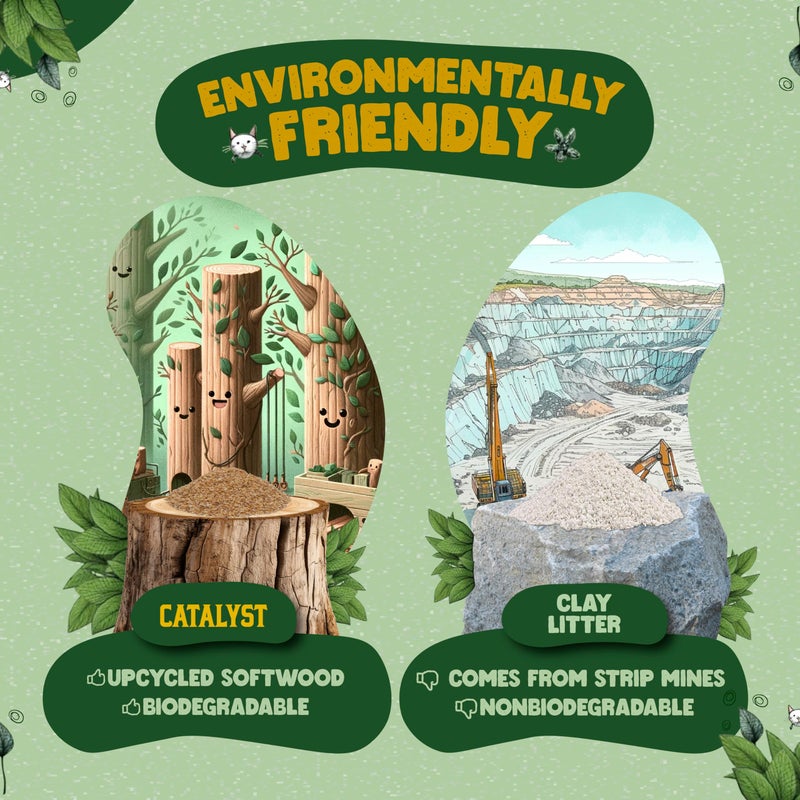 Catalyst Natural Soft Wood Cat Litter (2 Pack, 10lb Bags) - Superior Odor Control, Strong Clumping, Low Dust, and Biodegradable (10lb, Set of 2, Multi Cat) - Image 3