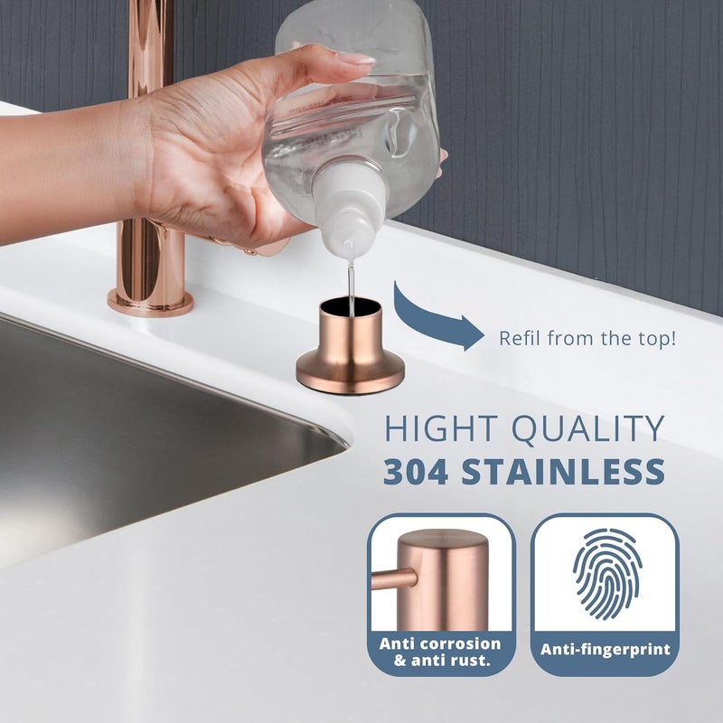 Sben Built-in Kitchen Sink Soap or Lotion Dispenser Set, Stainless Steel, Rubbed Bronze Pump, 17 oz Refillable PET Bottle, Durable ABS Head, 360° Rotation (Rubbed Bronze) - Image 5