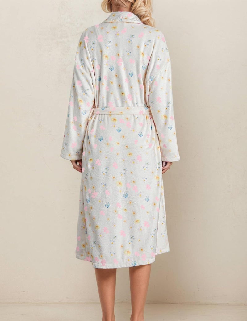 TIKITIDES Robes for Women Cute Robes Spring Summer Robe Fleece Bathrobes Women Robe Soft Plush Fruit Floral Print Lightweight Fuzzy Lounge Bathrobe - Image 4