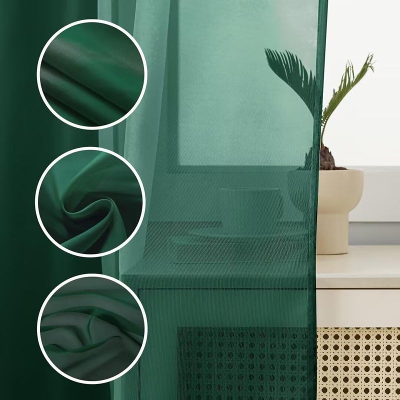 Karseteli Semi Voile Sheer Curtains 96 Inches Long 2 Panels Rod Pocket Window Treatment for Living Room Bedroom Dining Room(Foliage Green 70"" W x 96"" L) - Image 5