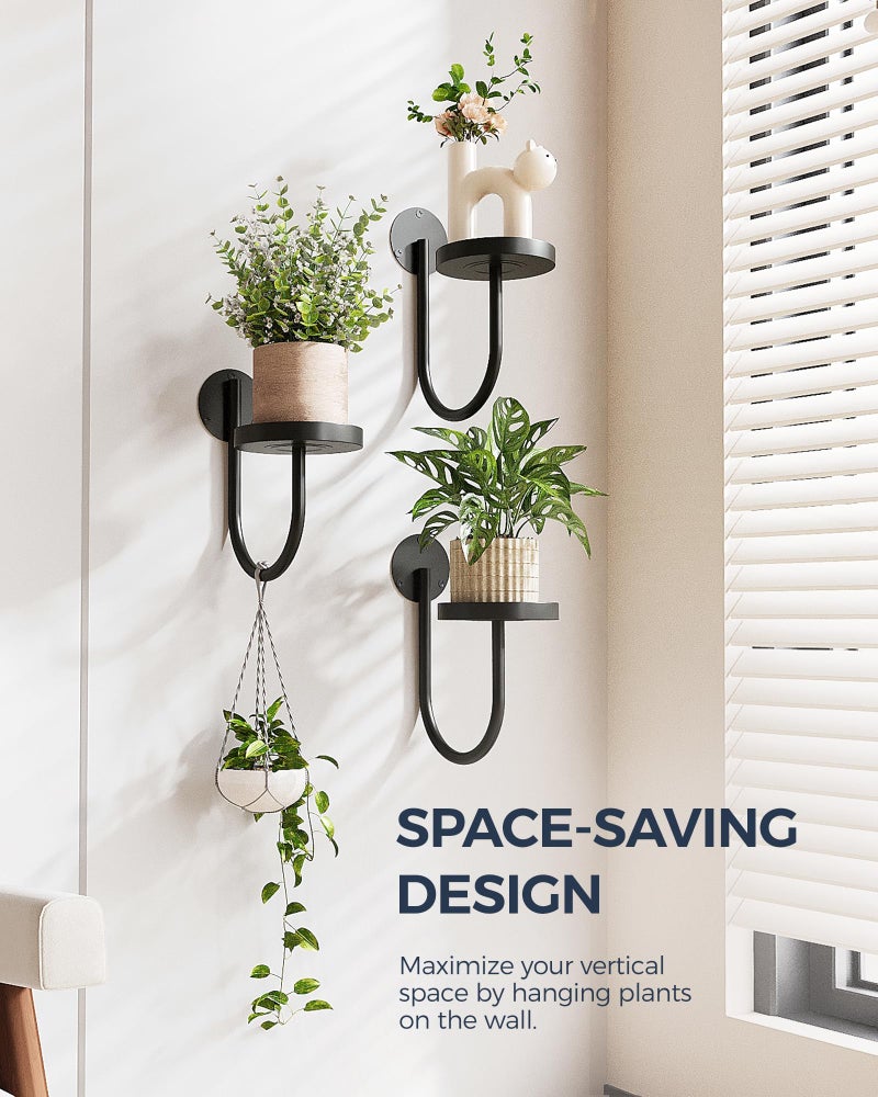 Bamworld Hanging Planters for Indoor Plants Wall Plant Holder Plant Hanger Indoor Wall Planters Window Plant Shelves Hanging Plant Holder Window Plant Hanger Plant Decor Black 3pcs - Image 2