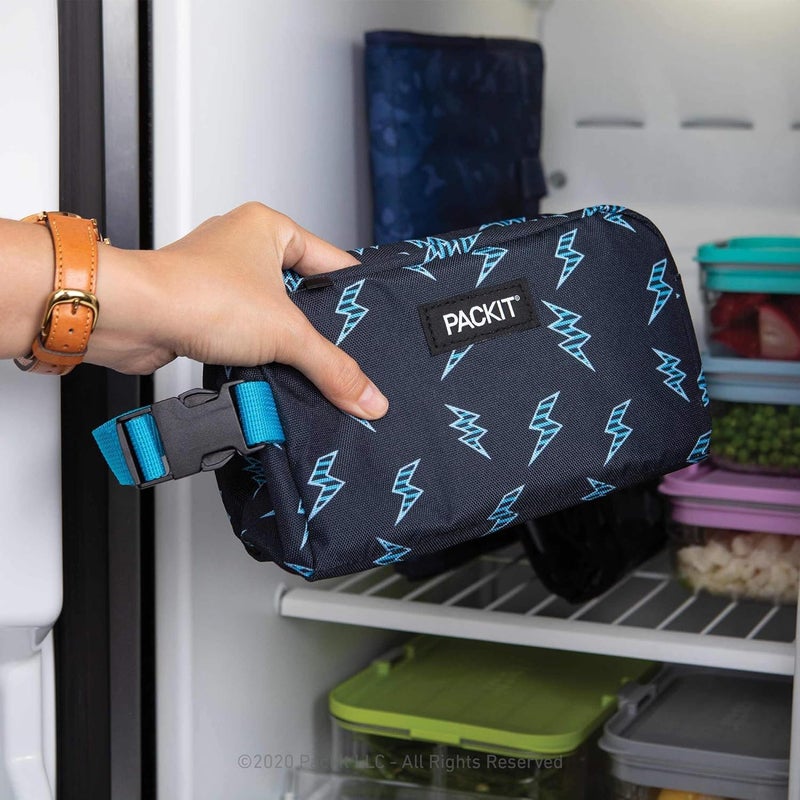 PackIt Freezable Snack Box, Striped Bolts, Built with EcoFreeze Technology, Collapsible, Reusable, Zip Closure with Buckle Handle, Great for All Ages and Fresh Snacks on the go - Image 4