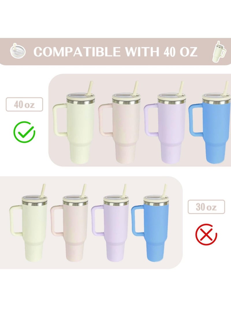 Reema - 2Pack 40 oz Tumbler Flip Straw Lid Compatible with Stanley Cup Leak-Proof Splash Resistant Tumbler Top Replacement Reusable Tumbler Cover,White - Image 1