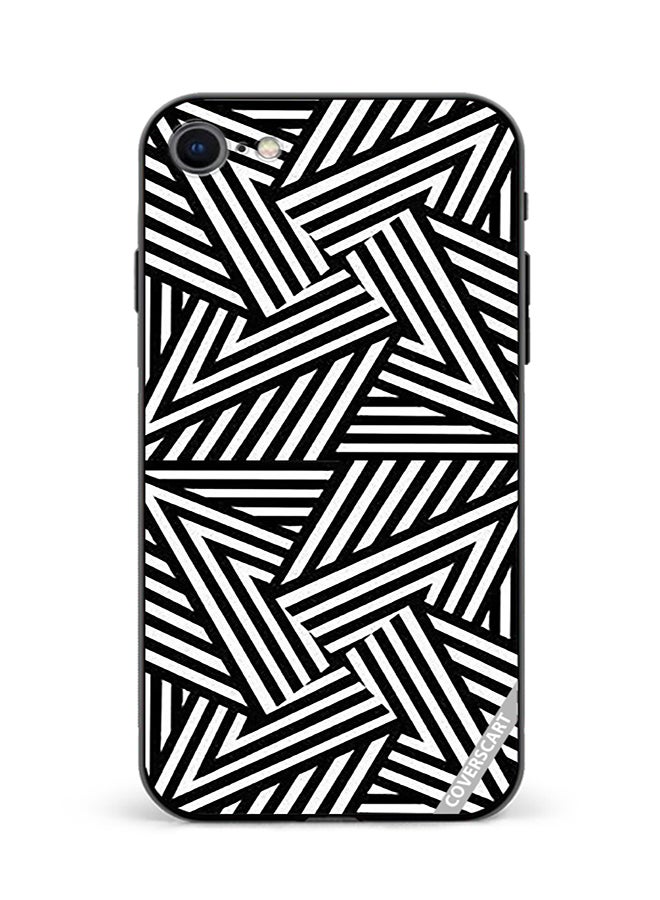 Protective Case Cover For Apple iPhone SE 2022 Abstract Black And White Design Multicolour