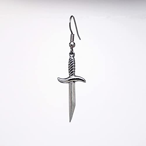 Real Metal Gothic Dagger Sword Pirate Medieval Renaissance Silver Finish Dangle Earrings - Image 4