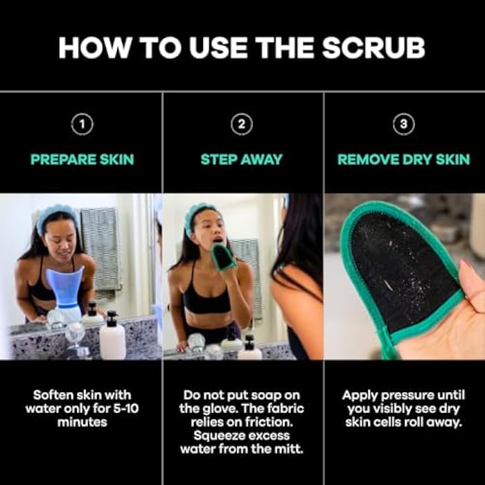 Dermasuri Deep Exfoliating Face Mitt - Scrubber, Dead and Dry Skin Remover for Men and Women - Exfoliator Gloves for Shower and Dry Use - ( 1 Pack) - Image 5