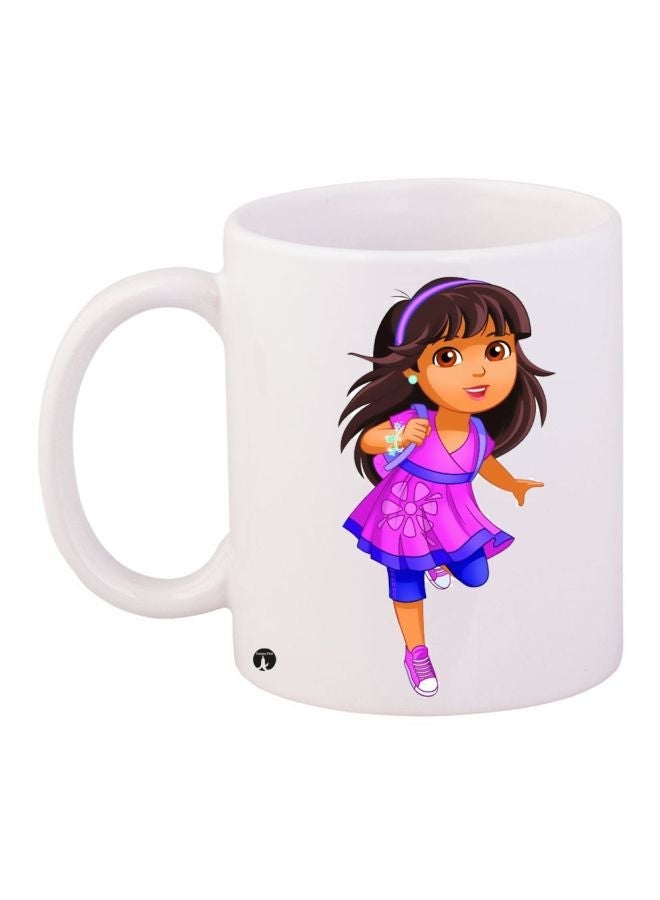 Cartoon Printed Coffee Mug White/Black/Purple 11ounce