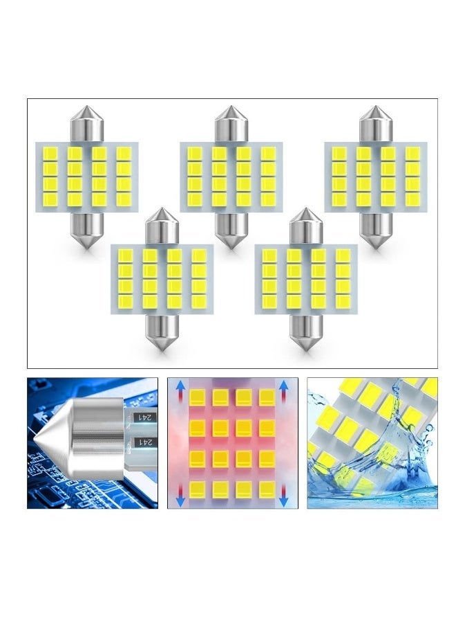 MUNTAQI Led Car Bulb, 8pcs Super Bright White Double Tip 2835 31mm 16SMD Led Car Lights Bulb for Car Interior Dome Map Trunk Light - Image 1