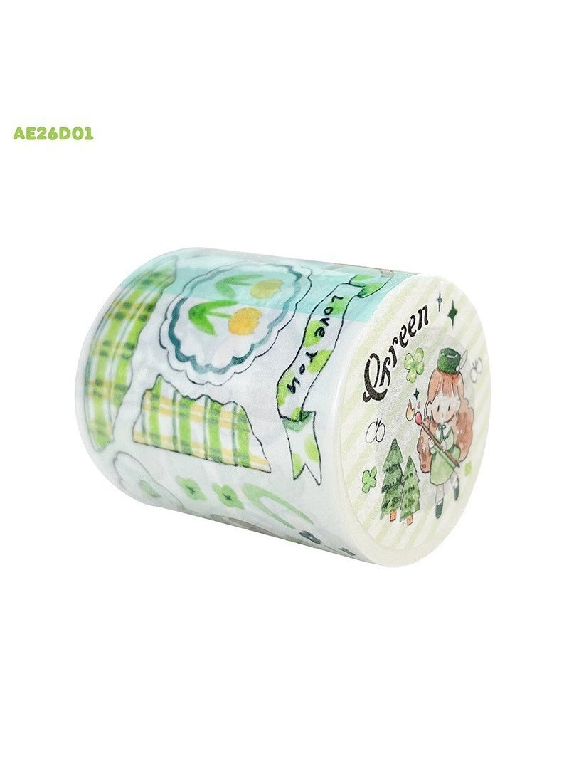 Generic King Zorro Themed Washi Tape Set Green Tone Green Tape-Whole Roll 