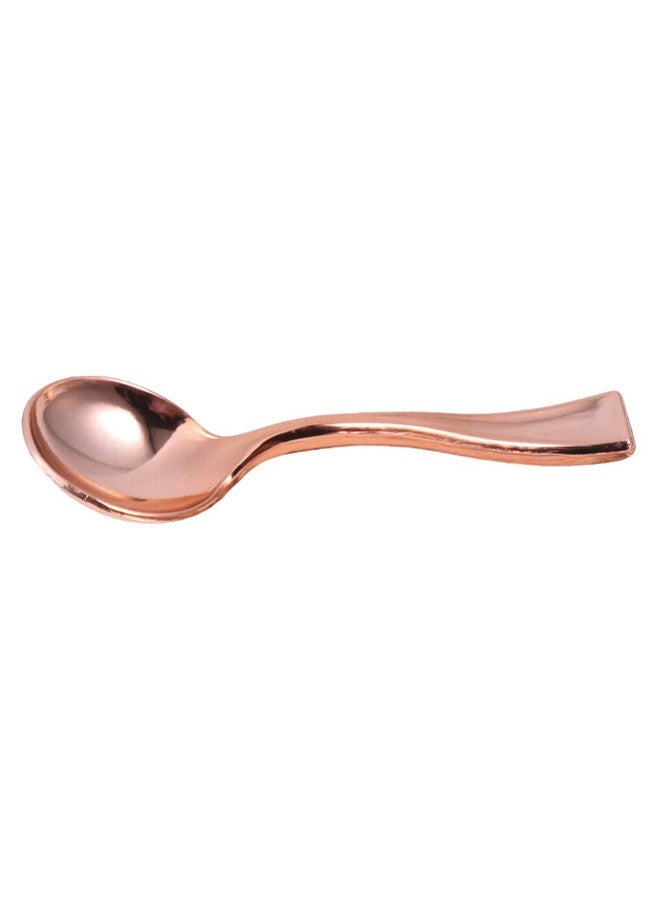 YARNOW 24Pcs smoothie spoon Mini Spoons Disposable Dessert Spoons Mini Plastic Tasting Spoons Rose Gold Plastic Cutlery for Parties Everyday spoon Use sugar spoon - Image 5