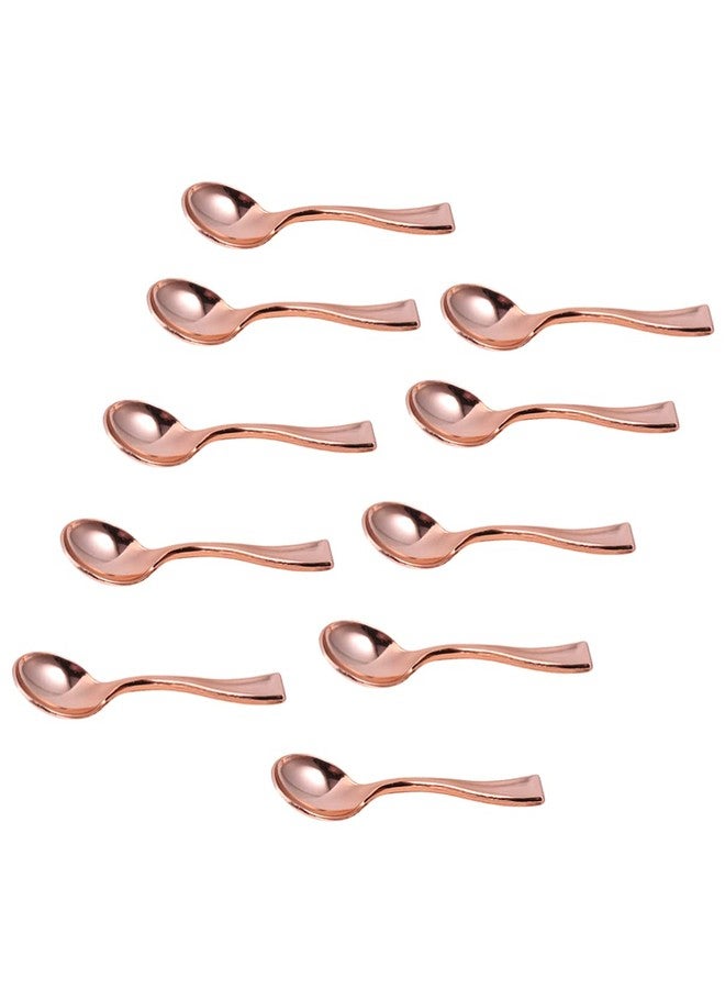 YARNOW 24Pcs smoothie spoon Mini Spoons Disposable Dessert Spoons Mini Plastic Tasting Spoons Rose Gold Plastic Cutlery for Parties Everyday spoon Use sugar spoon - Image 1