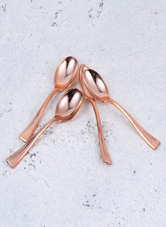 YARNOW 24Pcs smoothie spoon Mini Spoons Disposable Dessert Spoons Mini Plastic Tasting Spoons Rose Gold Plastic Cutlery for Parties Everyday spoon Use sugar spoon - Image 4