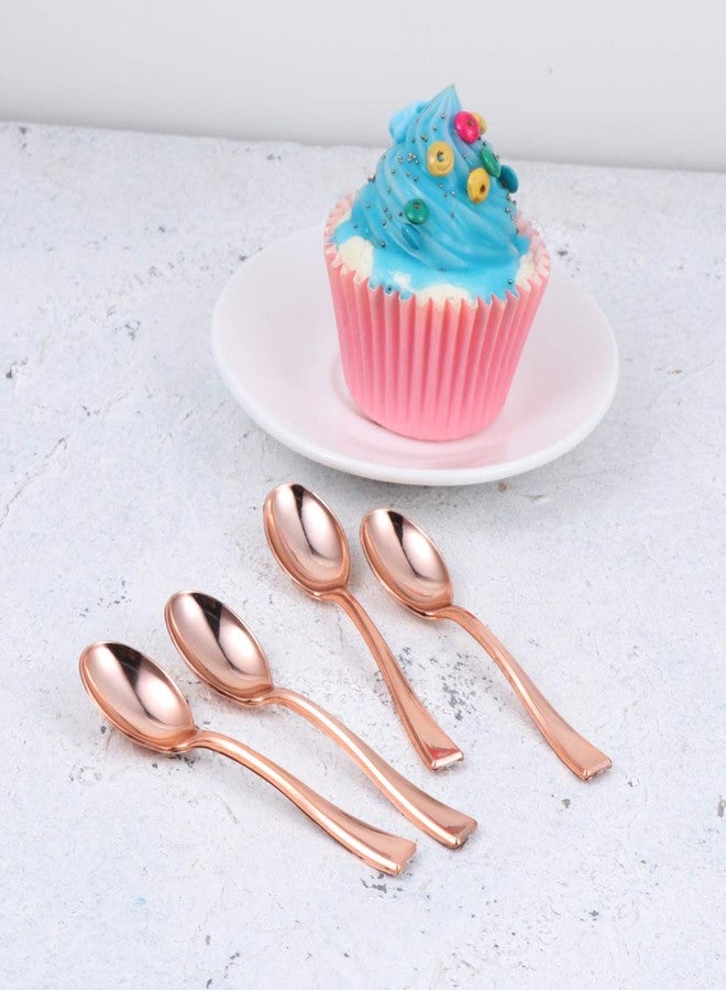 YARNOW 24Pcs smoothie spoon Mini Spoons Disposable Dessert Spoons Mini Plastic Tasting Spoons Rose Gold Plastic Cutlery for Parties Everyday spoon Use sugar spoon - Image 3