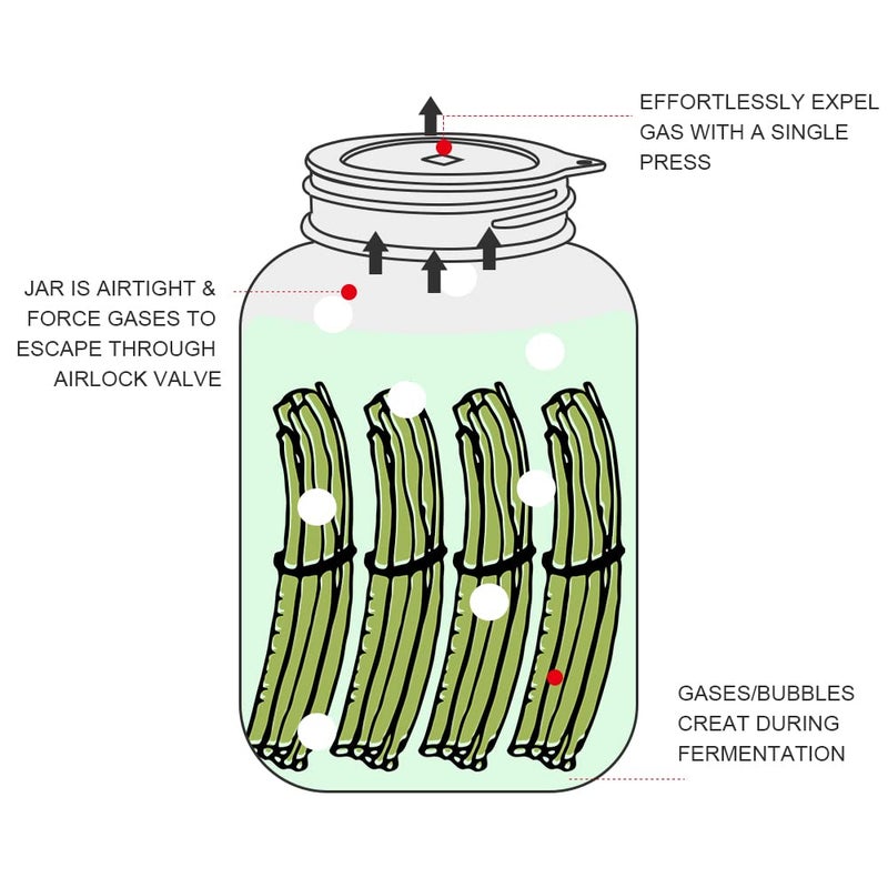 Sophico Silicone Fermenting Lids, Waterless Airlock Fermentation Tops Mason Jar Lid Fermenter Caps for Pickles, Kimchi, and Fermented Probiotic Food - 8 Pack, Wide Mouth (Jars Not Included) - Image 3
