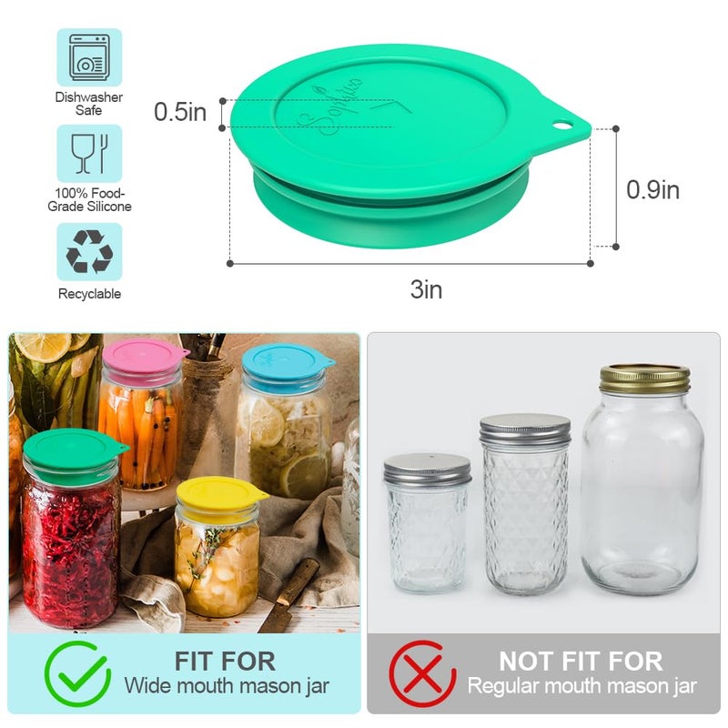 Sophico Silicone Fermenting Lids, Waterless Airlock Fermentation Tops Mason Jar Lid Fermenter Caps for Pickles, Kimchi, and Fermented Probiotic Food - 8 Pack, Wide Mouth (Jars Not Included) - Image 2