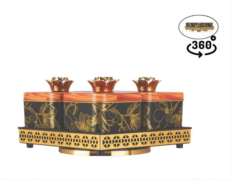 Nabhya Sparkle 4pc 360 Revolving Airtight Dry Fruit Containers Set with Lid & Serving Tray, Dry Fruit Box for Serving Sweets,Candy, Pickle, Mukhwas (Pack of 4) (Black) - Image 3