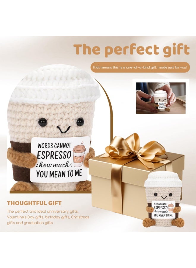OSHIMA Positive Pocket Coffee Doll, Emotional Support Crochet Coffees Funny Positive Coffee, Lucky Charm for Exams and Friends Funny Gifts for Best Friend Birthday Housewarming Women Teacher Fall - Image 5