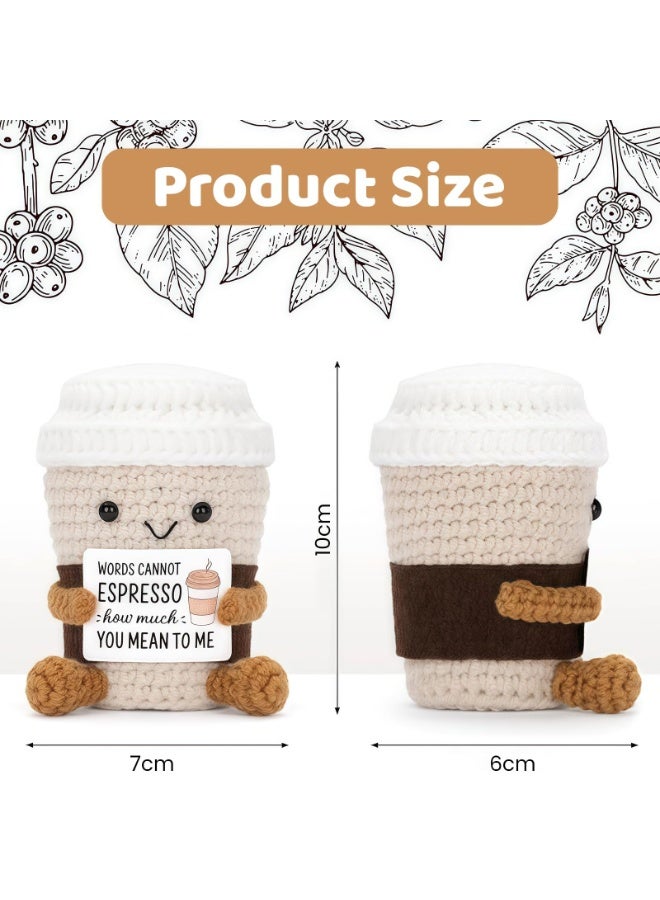 OSHIMA Positive Pocket Coffee Doll, Emotional Support Crochet Coffees Funny Positive Coffee, Lucky Charm for Exams and Friends Funny Gifts for Best Friend Birthday Housewarming Women Teacher Fall - Image 2