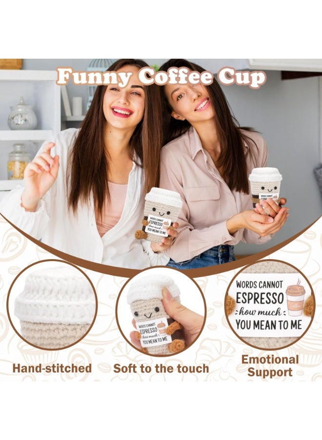 OSHIMA Positive Pocket Coffee Doll, Emotional Support Crochet Coffees Funny Positive Coffee, Lucky Charm for Exams and Friends Funny Gifts for Best Friend Birthday Housewarming Women Teacher Fall - Image 4