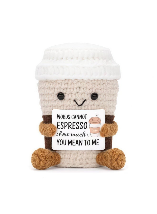 OSHIMA Positive Pocket Coffee Doll, Emotional Support Crochet Coffees Funny Positive Coffee, Lucky Charm for Exams and Friends Funny Gifts for Best Friend Birthday Housewarming Women Teacher Fall - Image 1