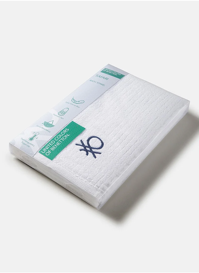 يونايتد كولورز أوف بينتيون United Colors of Benetton Safari White Bath Towel 450 GSM
