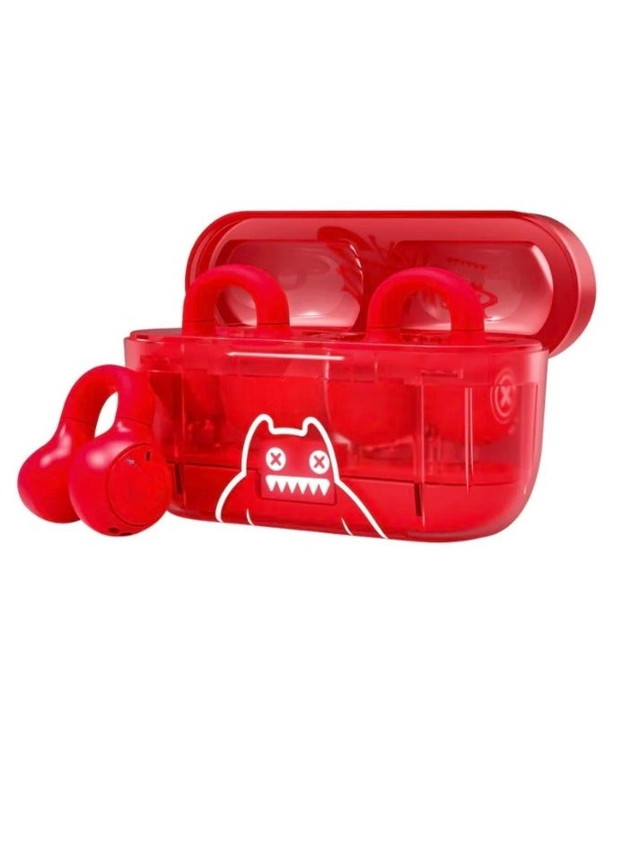 ZOMBIESCAT Wireless Bluetooth Earphone, Cool Light Clip On Sports Headphones, High Definition Sound Elastic Stretchable Headsets, Open Ear Adjustable Earphones With Digital Display, (1pc, Red) - Image 1