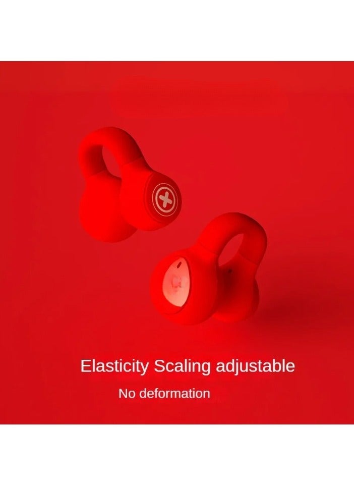 ZOMBIESCAT Wireless Bluetooth Earphone, Cool Light Clip On Sports Headphones, High Definition Sound Elastic Stretchable Headsets, Open Ear Adjustable Earphones With Digital Display, (1pc, Red) - Image 4