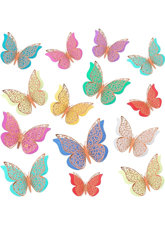 Moon Butterfly Wall Decor, 36 Pcs Butterfly Decorations Double Layers Wall Stickers for Party Decorations Baby Show Decorations Wedding Decor Room Dcor DIY Gift (Multiple Colors Randomly) - Image 1