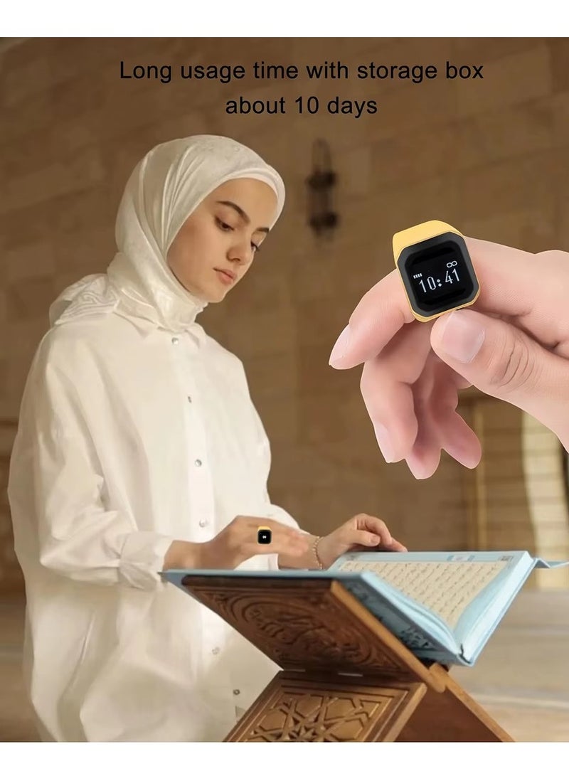 BSTWSH Metal Zinc Alloy Smart Counter Ring for Zikr & Tasbih – Bluetooth-Enabled Digital Tasbeeh Counter with 5 Prayer Time Reminders, OLED Display, Vibration Alerts, and Rechargeable Storage Case - 22mm - Image 4