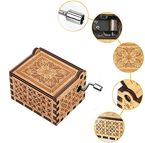 Jofanvin Music Box for Niece from Unlce or Auntie Hand Crank Engraved Musical Box Mechanism Antique Vintage Personalizable Gifts for Christmas/Birthday/Wedding - Image 3