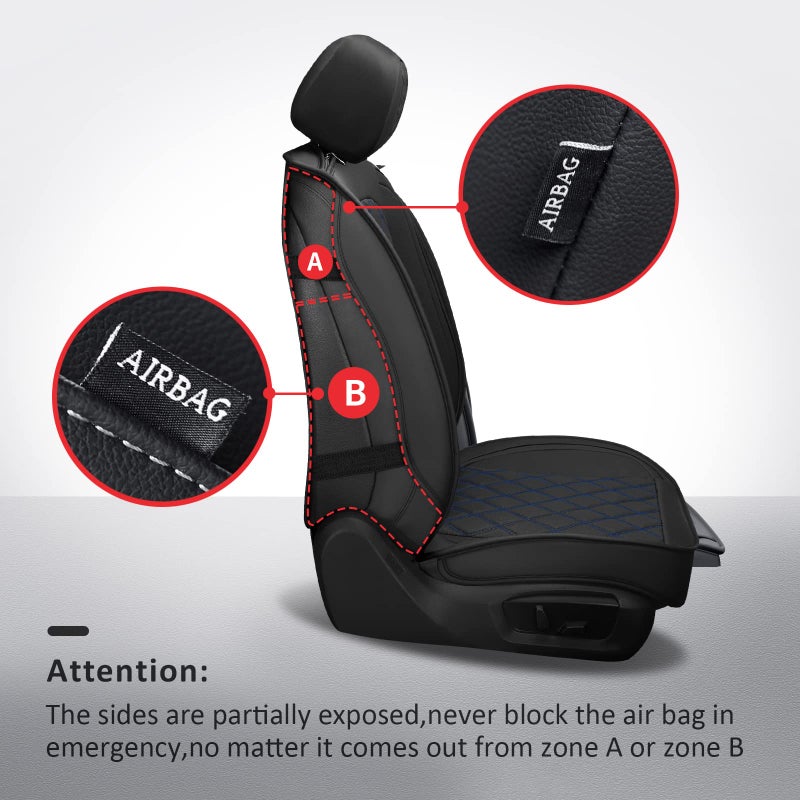 MIROZO Dodge Ram Seat Covers,Waterproof Truck Seat Covers Fits for 2009-2025 Ram 1500 2500 3500 Crew Quad Regular Cab Pickup Cushions with Split Bench 40/60(Black and Blue,Full Set Flat Back) - Image 2