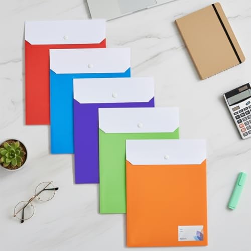 Shuban 12 Pcs File Folder FS Letter Size Document Certificate Organizer - Double Pocket Colored Envelope Holder Storage Case with Snap Button Organizer (Assorted Color) - Image 5