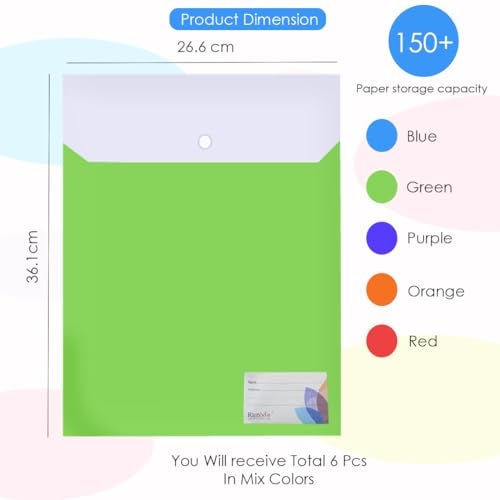 Shuban 12 Pcs File Folder FS Letter Size Document Certificate Organizer - Double Pocket Colored Envelope Holder Storage Case with Snap Button Organizer (Assorted Color) - Image 4