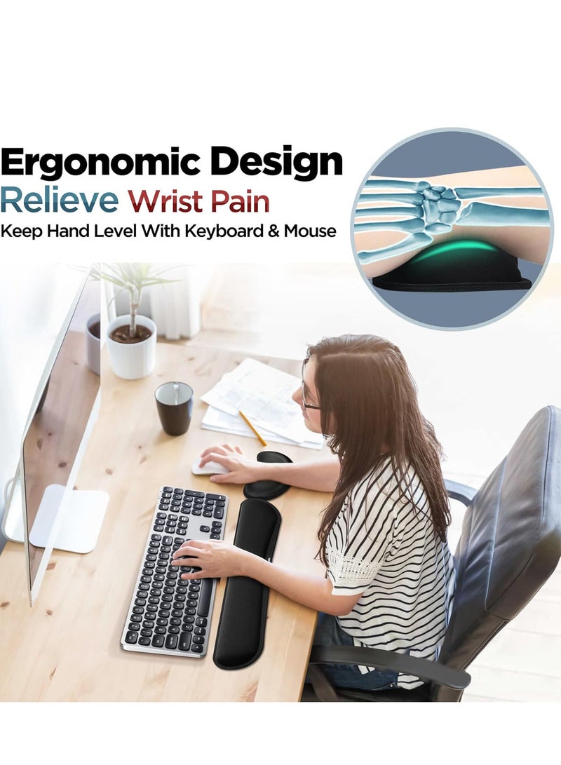 2pcs Wrist Rest, Memory Foam Mouse Pad and Keyboard Wrist Rest Pad for Office, Computer, Laptop, Mac, Comfortable, Lightweight for Easy Typing Pain Relief - Image 3