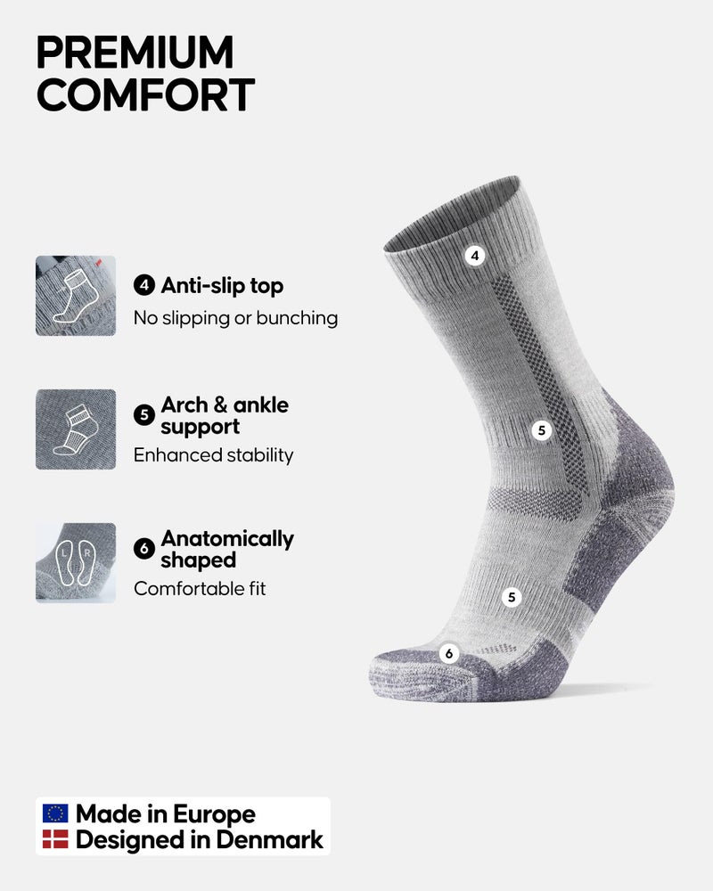 DANISH ENDURANCE Merino Wool Hiking Socks for Men & Women - Moisture Wicking Hiking Socks Cushioned to Prevent Blisters and Sore Feet - Small, Medium, Large sizes - 3 Pair Pack for Men and Women - Image 3