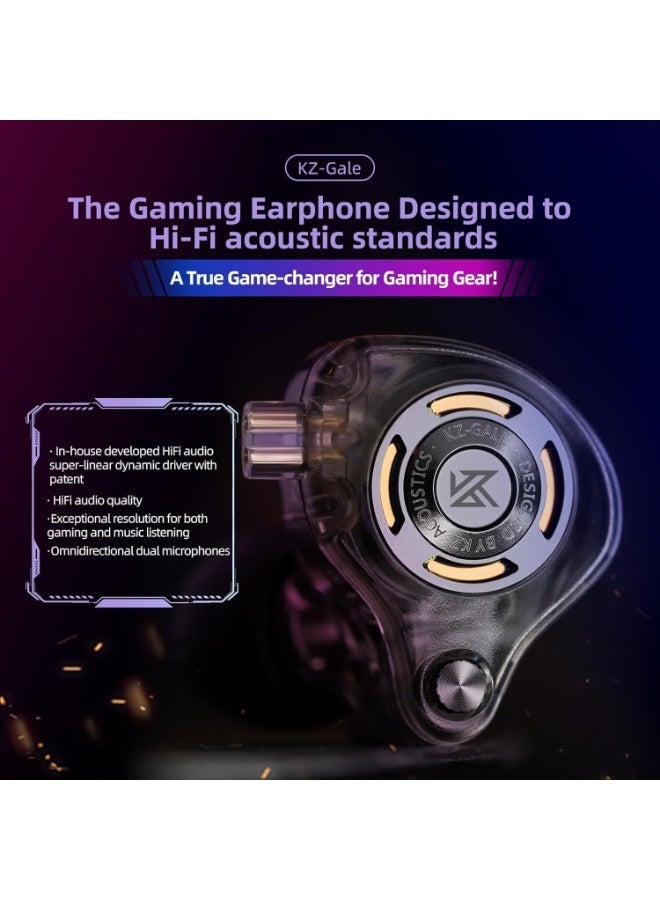 كي زد KZ Gale IEM نوع Type-C بكارت صوت مدمج DSP ومايكروفون، متوافق مع RedMagic وآيفون وآيباد وسامسونج وحواسيب شخصية وأجهزة لاب توب، سماعات أذن للألعاب داخل الأذن بدون تأخير للعب PUBG موبايل وFree Fire وValorant وCS2 (بما في ذلك الميكروفون) - Image 2
