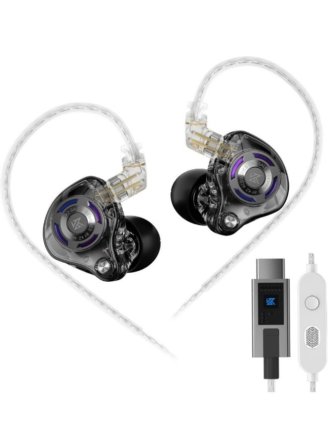 كي زد KZ Gale IEM نوع Type-C بكارت صوت مدمج DSP ومايكروفون، متوافق مع RedMagic وآيفون وآيباد وسامسونج وحواسيب شخصية وأجهزة لاب توب، سماعات أذن للألعاب داخل الأذن بدون تأخير للعب PUBG موبايل وFree Fire وValorant وCS2 (بما في ذلك الميكروفون) - Image 1