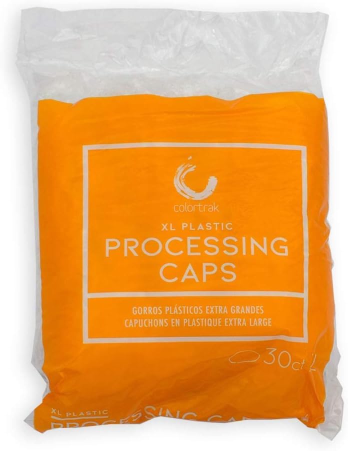 Colortrak XL Plastic Processing Caps - Disposable Bouffant Style Caps for Hair Treatments, 30 Count - Image 1
