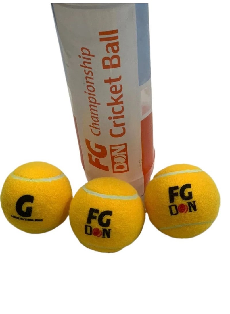 كرات كريكيت FG DON Championship، عبوة من 3، أصفر - Image 1