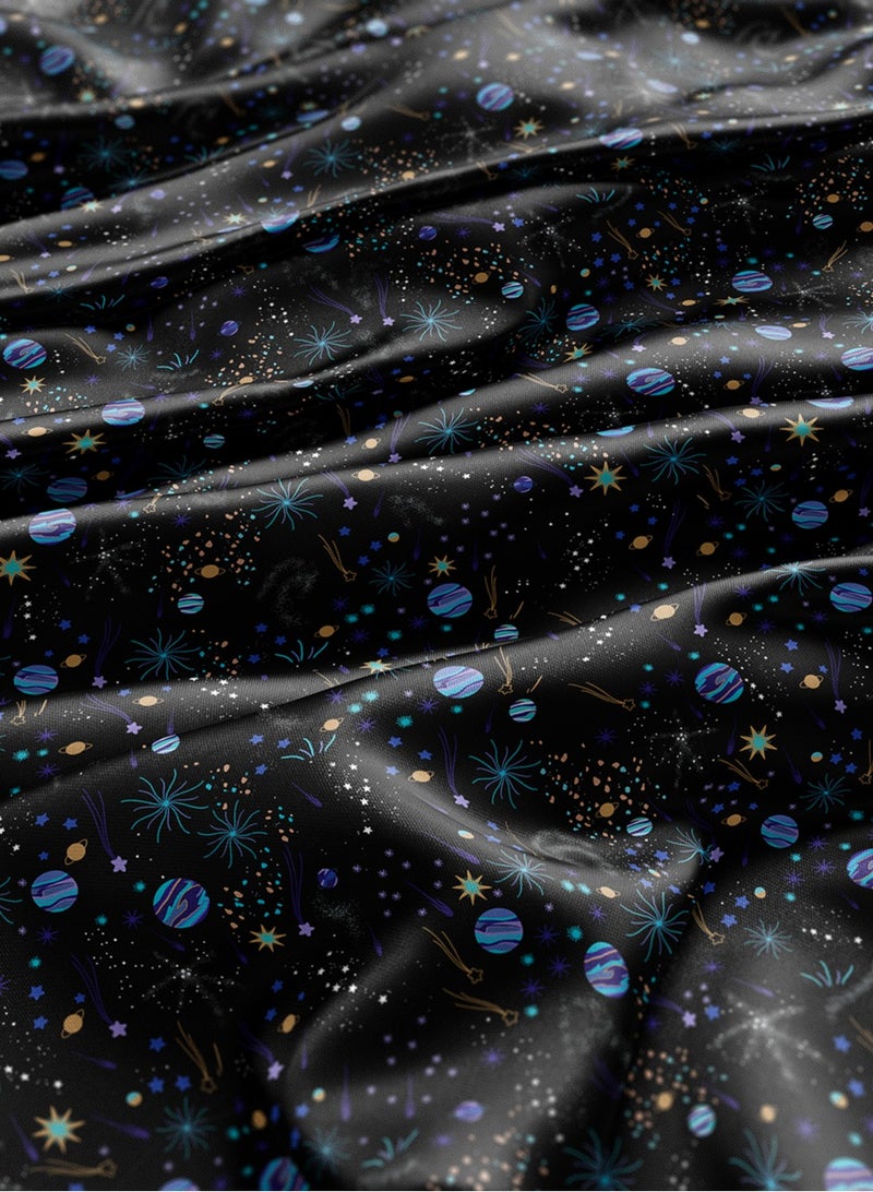 فيلاتو Ù‚Ù…Ø§Ø´ Ø­Ø±ÙŠØ± Ø§Ù„Ù„ÙŠÙ„ Ø¹Ø±Ø§Ù…Ù†ÙŠ Ø¨Ø§Ù„ÙŠØ§Ø±Ø¯Ø© Ø£Ø³ÙˆØ¯ Ø£Ø²Ø±Ù‚ ÙƒÙˆØ§ÙƒØ¨ Ù†Ø¬ÙˆÙ… Ø¬Ù„Ø§Ø¨ÙŠØ© Ù…Ø®ÙˆÙŠØ± Ø®ÙŠØ§Ø·Ø© 58 Ø¨ÙˆØµØ© Ø¹Ø±Ø¶ - Image 3