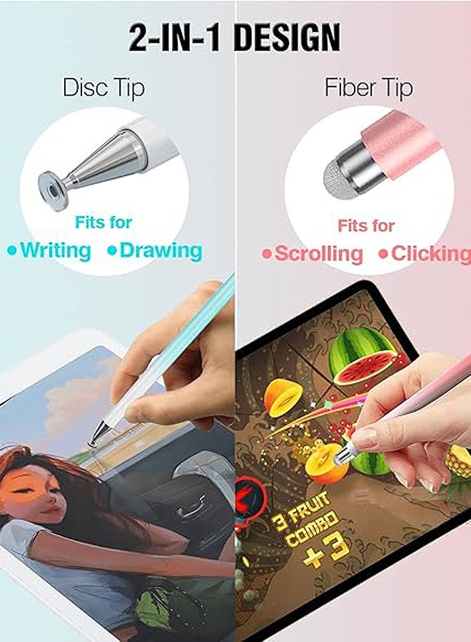 Gecomo 2 Pcs Stylus Pen for Touchscreen, 2 in 1 Active iPad Pencil High Sensitivity & Precision, , Stylus Pen for iPhone/iPad/Samsung/Galaxy/Huawei/Surface/Tablets/Phone & All Touch Screens - Image 3